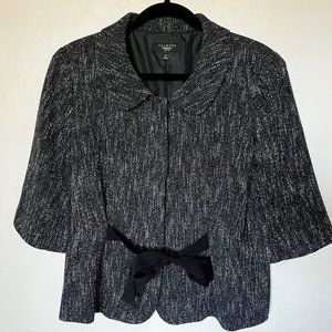 14P Talbots Tie-Front Black and White Blazer